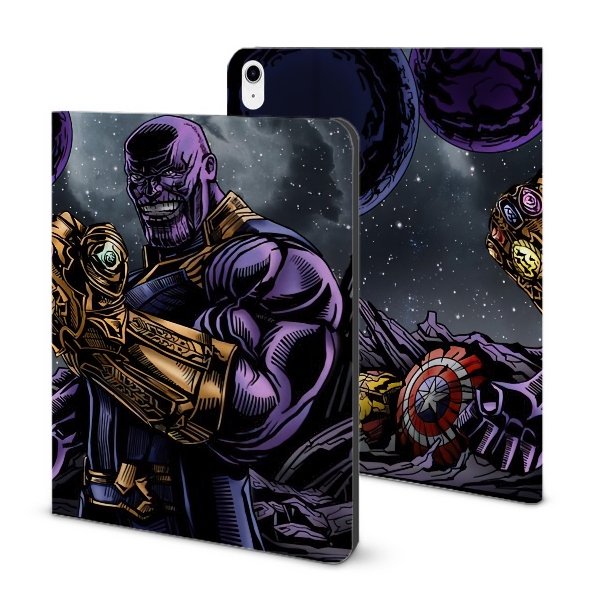 （画像用） アベンジャーズ The Avengers IPad ケース ブック型 PUレザー TPU 耐衝撃 軽量 薄型 ペン収納なし 全面保護 IPad 各モデル対応